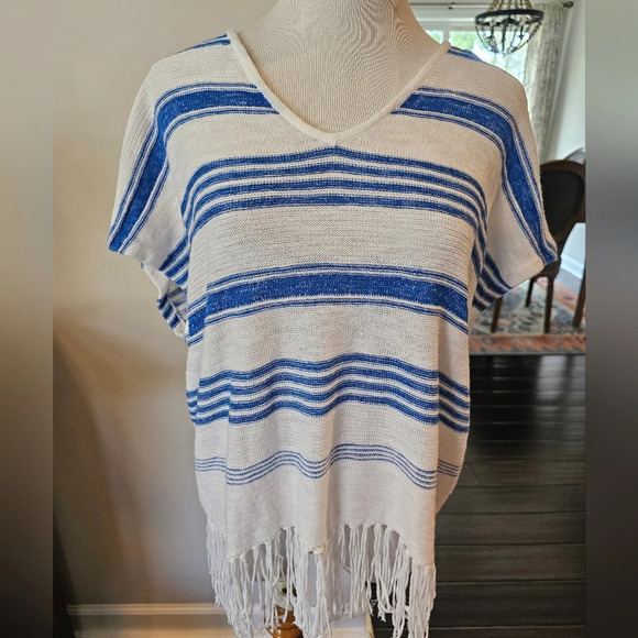 Ralph Lauren Tops - Lauren Jeans Co Ralph Lauren •Size Small• White Blue Striped Linen Cotton Blend